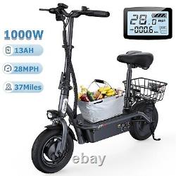 1000W Electric Scooter With Seat 37Miles Range Folding E-Scooter Adult Commuter