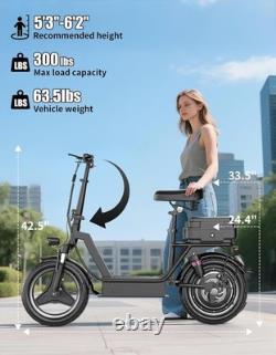 1000W Electric Scooter with Seat 25MPH 45Miles Range14 Tire with Box for Adults