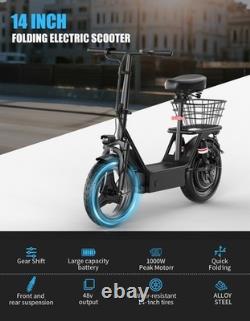1000W Electric Scooter with Seat for Adults Teen 25 MPH 45 Miles 14Tire UL 2272