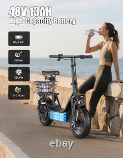 1000W Electric Scooter with Seat for Adults Teen 25 MPH 45 Miles 14Tire UL 2272