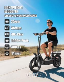 1000W Electric Scooter with Seat for Adults Teen 25 MPH 45 Miles 14Tire UL 2272