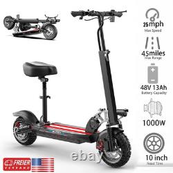 10'' Electric Scooter With Seat Peak 1200W Folding Commuter E Scooter 45 Miles