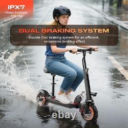 10 adult Electric Scooter with Seat 48V 800W E Scooter 35 Miles Folding Commuter