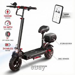 1200W Adult E-Scooter 25/34Mi Range, 34mph, 11 All-Terrain Tires, Seat