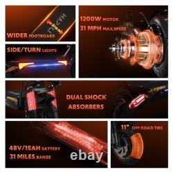1200W Folding Off-Road Electric Scooter Adult, 48V 15AH Battery, Up to 31Mph