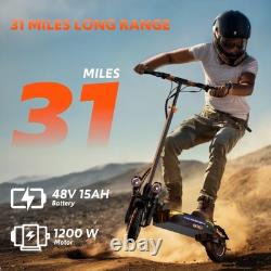 1200W Folding Off-Road Electric Scooter Adult, 48V 15AH Battery, Up to 31Mph