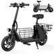 12.5 Adults Electric Scooter with Seat and Basket, 20 Miles Folding E Scooter