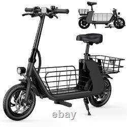 12.5 Adults Electric Scooter with Seat and Basket, 20 Miles Folding E Scooter