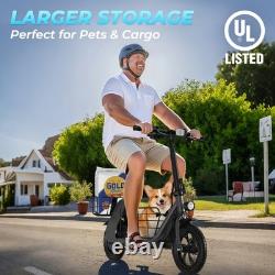 12.5 Adults Electric Scooter with Seat and Basket, 20 Miles Folding E Scooter