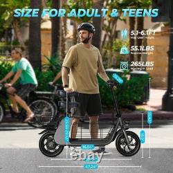 12.5 Adults Electric Scooter with Seat and Basket, 20 Miles Folding E Scooter