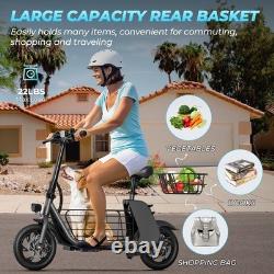 12.5 Adults Electric Scooter with Seat and Basket, 20 Miles Folding E Scooter