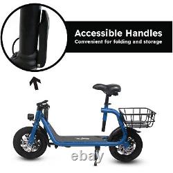 12'' Electric Scooter Folding 36V 450W with Seat Basket Off-Road Ebike Waterproof