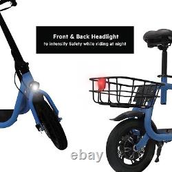 12'' Electric Scooter Folding 36V 450W with Seat Basket Off-Road Ebike Waterproof