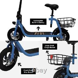 12'' Electric Scooter Folding 36V 450W with Seat Basket Off-Road Ebike Waterproof