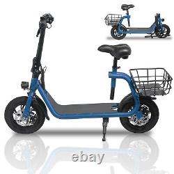 12'' Electric Scooter Folding 36V 450W with Seat Basket Off-Road Ebike Waterproof