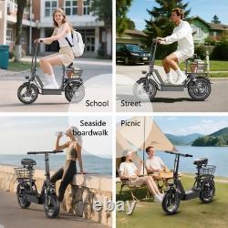 14'' Electric Scooter Adults with Seat 25MPH 45Mile Range 1000W Commuter E-Scooter