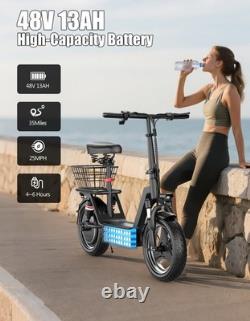14'' Electric Scooter Adults with Seat 25MPH 45Mile Range 1000W Commuter E-Scooter