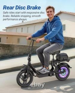 14'' Electric Scooter With Seat Peak 750W Folding Commuter E Scooter 38Miles