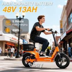 14'' Electric Scooter with Seat 48V 20Mph Seated Scooter E-Scooter Ebike Adults