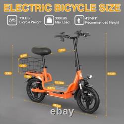 14'' Electric Scooter with Seat 48V 20Mph Seated Scooter E-Scooter Ebike Adults