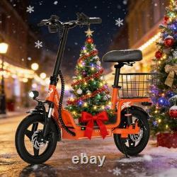 14'' Electric Scooter with Seat 48V 20Mph Seated Scooter E-Scooter Ebike Adults