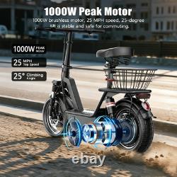 14 Foldable Electric Scooter for Adults 1000W 25MPH 45Miles E Scooter with Seat