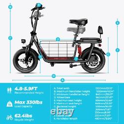 14 Folding E Scooter with Seat 850W 48V Commuter Electric Scooter 330lbs 22MPH