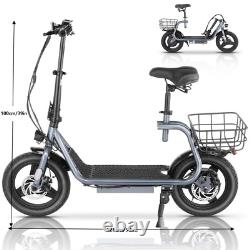 14 Peak 1200W Electric Scooter with Seat&Basket, Commuter Ebike for Adult&Teen