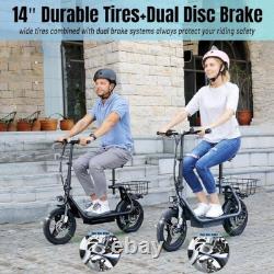 14 Peak 1200W Electric Scooter with Seat&Basket, Commuter Ebike for Adult&Teen