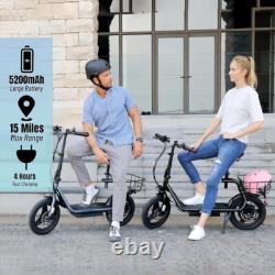 14 Peak 1200W Electric Scooter with Seat&Basket, Commuter Ebike for Adult&Teen