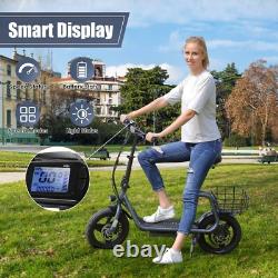 14 Peak 1200W Electric Scooter with Seat&Basket, Commuter Ebike for Adult&Teen