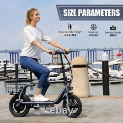 14 Peak 1200W Electric Scooter with Seat&Basket, Commuter Ebike for Adult&Teen