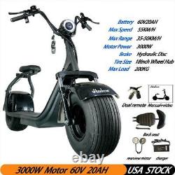 18 Electric Scooter With Seat Fat Tire 60v20ah 3000w 55km/h Speed Motorcycle