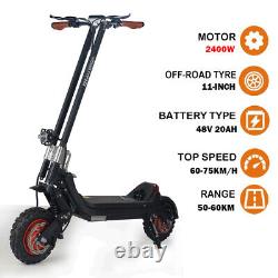 2400W 48V/20Ah Foldable Electric Scooter Adult Dual Motor 11inch Off Road Tires