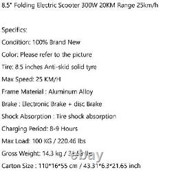 300W 25KM/H 25KM Range 8.5'' Folding Portable High Speed Max E-Scooter Adult