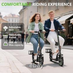 350W Electric Scooter with Seat, 17/25 Miles Range ESCOOTER with Storage Basket