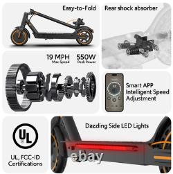 350W Folding Electric Scooter Adults 19MPH 20Mile Range 8.5 Solid Tire APP UL