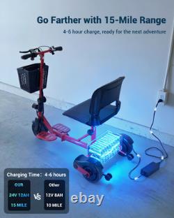 3 Wheel Electric Scooter for Adults, 15 Mile Range & 330 lb Capacity