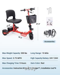 3 Wheel Electric Scooter for Adults, 15 Mile Range & 330 lb Capacity