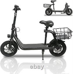 450W Adult Folding Electric Scooter with Seat Off-Road Waterproof Ebike 4-Color