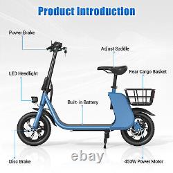 450W E-Scooter Sports Electric Scooter Adult with Seat Electric Moped Commuter