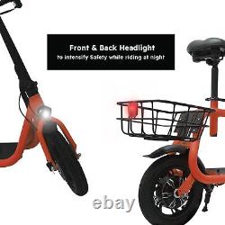 450W Electric Scooter Adults with Seat Basket 12 Foldable E-Scooter 2 Wheel Red