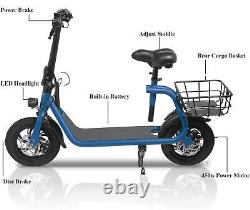 450W Sport Electric Bike Commuter Folding E-Scooter For Adult with Seat & Basket