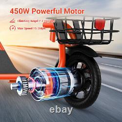 450W Sports Electric Scooter Adult with Seat Electric Moped Commuter E-Scooter