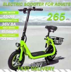 450w Electric Scooter, Foldable Aluminum Body, Neon Green
