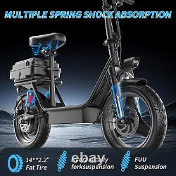 48V 15AH Adult Electric Scooter 650W with Seat 14 Tire 25MPH 30Miles Long Range