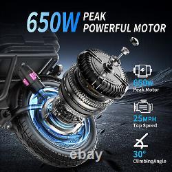 48V 15AH Adult Electric Scooter 650W with Seat 14 Tire 25MPH 30Miles Long Range