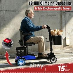 4-Wheel Mobility Scooter for Adults Seniors 15 Mile 350lbs Electric Scooter Blue