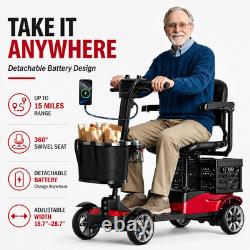 4 Wheel Mobility Scooter for Adults Seniors 350W Electric Travel Scooter 350lbs