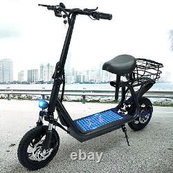 500W Adult Shock Absorption Electric Scooter with Seat 12 With Carry Basket E4